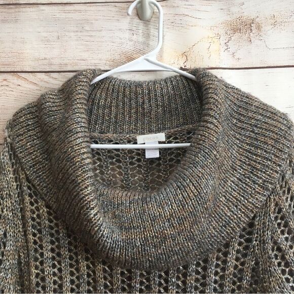 CHICOS WOOL BLEND COWL NECK SWEATER IN METALLIC - Picture 6 of 7